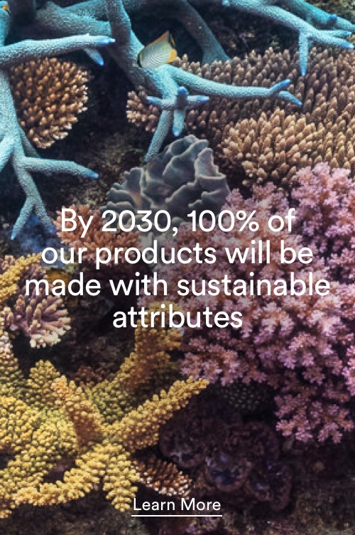 By 2030, 100% of our products will be made with sustainable attributes. Shop Now