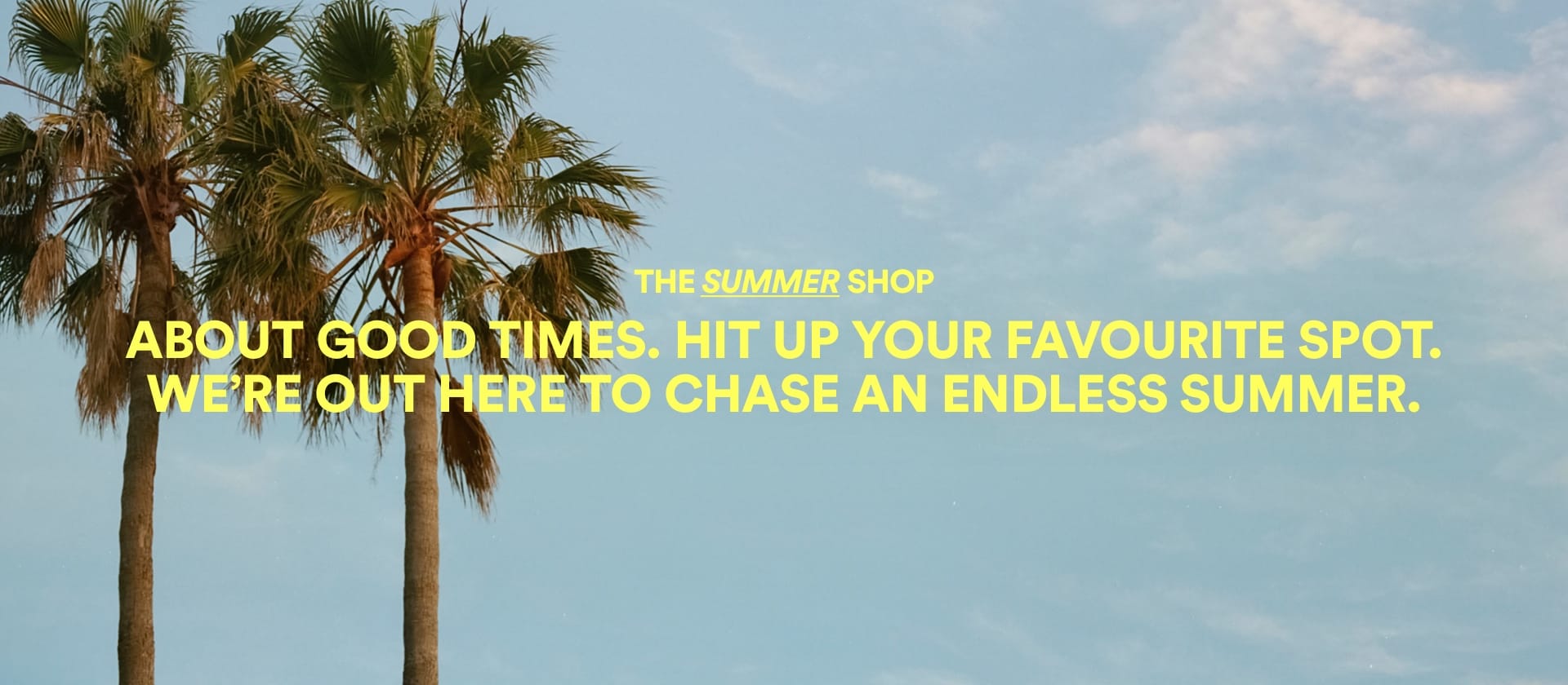 The Summer Shop | About good times. Hit up your favourite spot. We're out here to chase an endless summer.