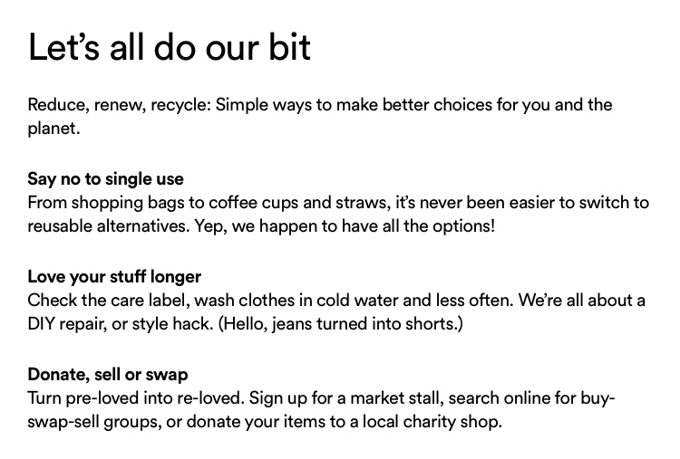 Let's all do our bit. Say no to single use. Love your stuff longer. Donate, sell or swap.