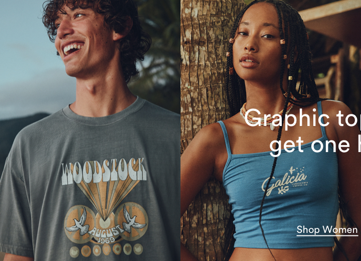 Graphic Tops Buy One, Get One Half Price. Click to Shop Women's.