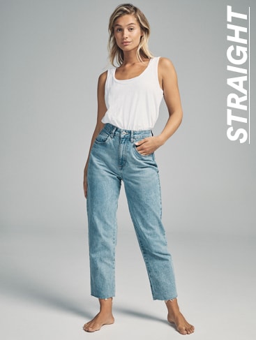 straight cut mom jeans