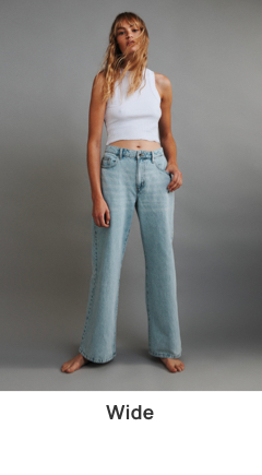 Wide. High waisted with a relaxed wide leg. Click to shop.