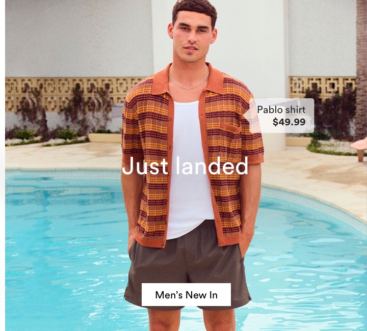 Just Landed. Pablo Shirt $49.99. Click To Shop Men's New In