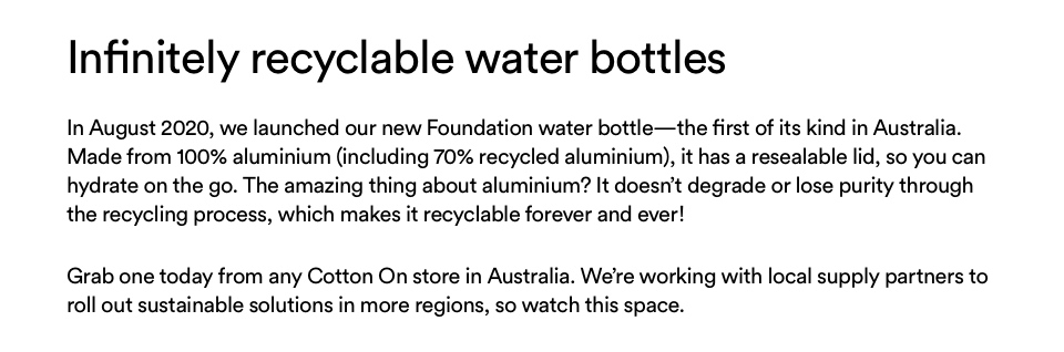 Infinitely recyclable water bottles.