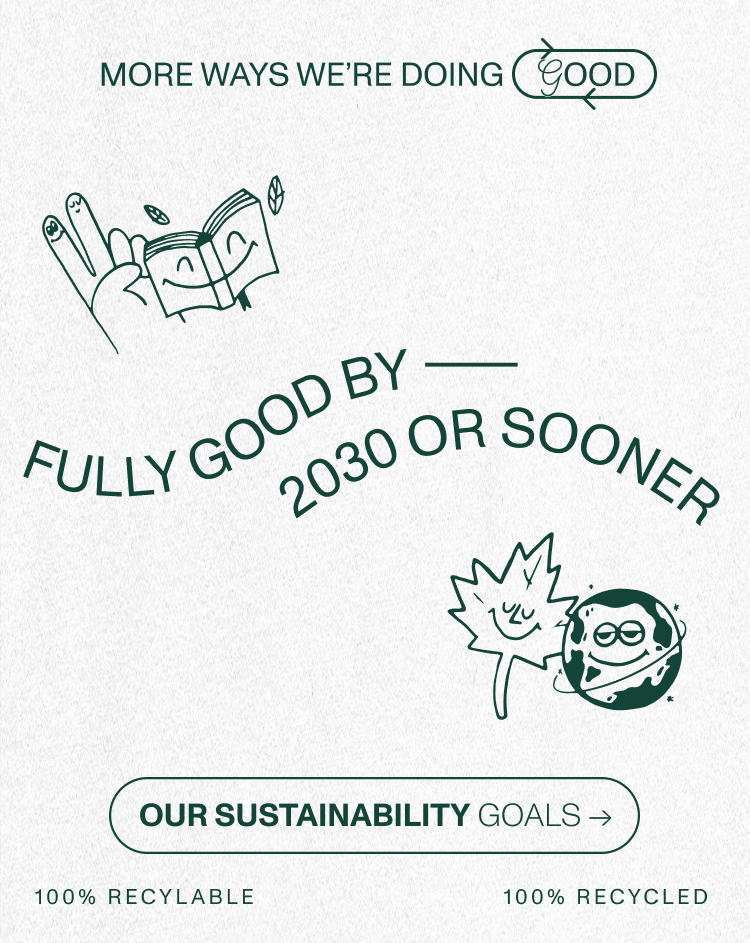 More Ways We Are Doing Good. Fully Good By 2030 Or Sooner. Our Sustainability Goals.