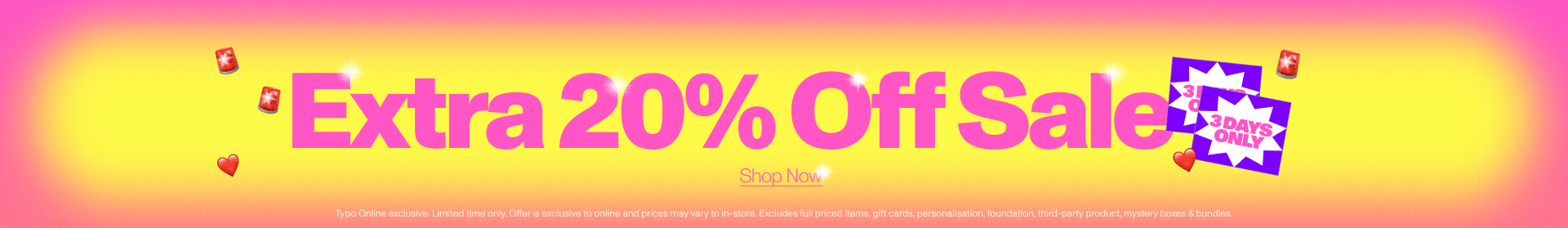Extra 20% off sale. Shop now.