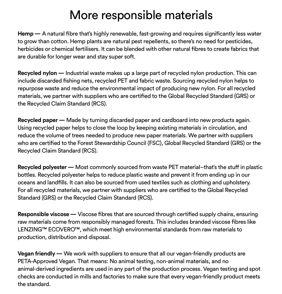 More responsible materials