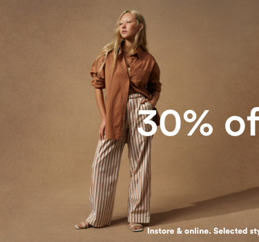 30% off shirts. Instore and online. Selected Styles. Ends midnight Tuesday. Click to Shop Women's Shirts.