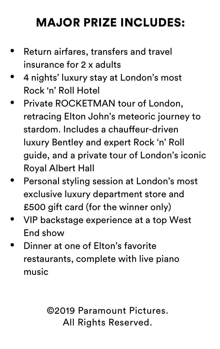 Win a Rocketman experience in the UK.