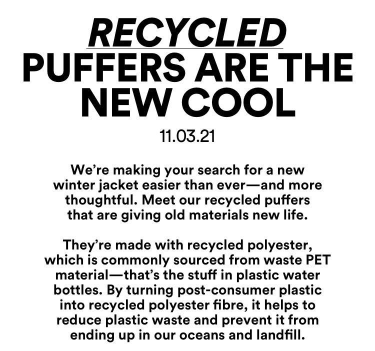 Meet our Recycled Puffers.