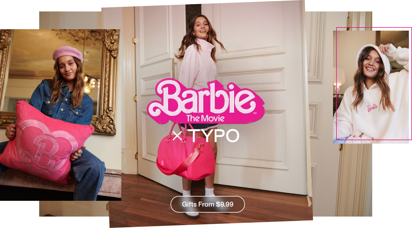 Barbie x Typo. Gifts from $9.99.