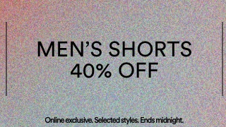 Men's Shorts 40% Off. T&Cs Apply.