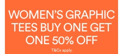 Women's Graphic Tees Buy One Get One 50% Off. T&C's Apply. Click To Shop.