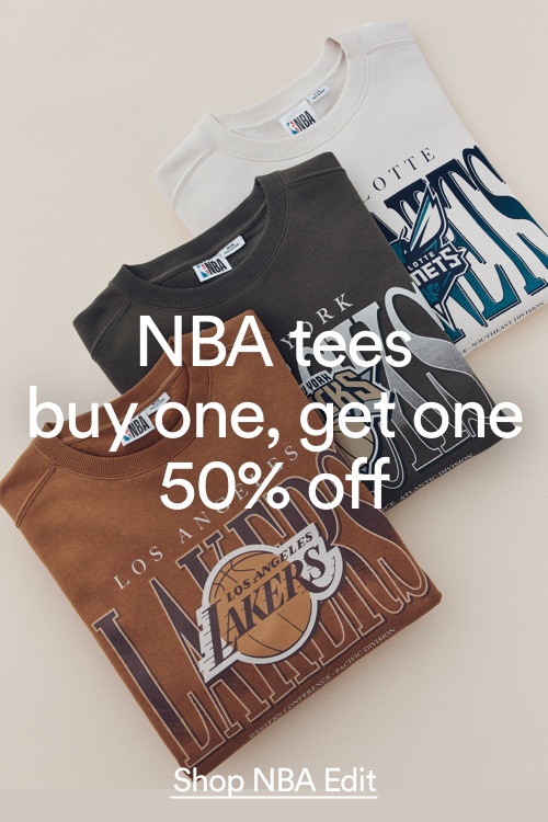 NBA Tees Buy One, Get One 50% Off. Click to Shop.