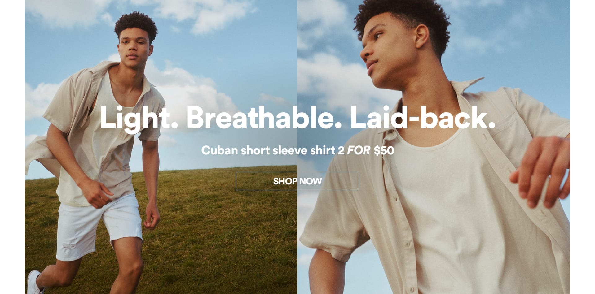 Light. Breathable. Laid-back. | Cuban short sleeve shirt 2 FOR $50 | Click to Shop Now