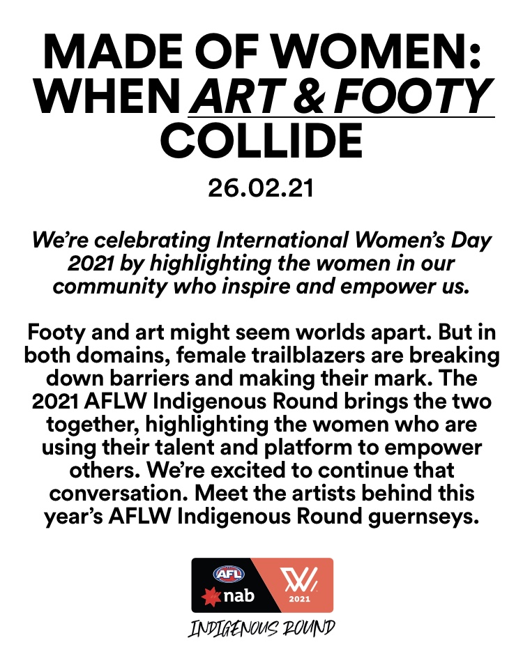 IWD 2021. Made of Women. When art and Footy collide.