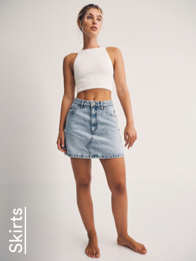 Click to shop Denim Skirts.