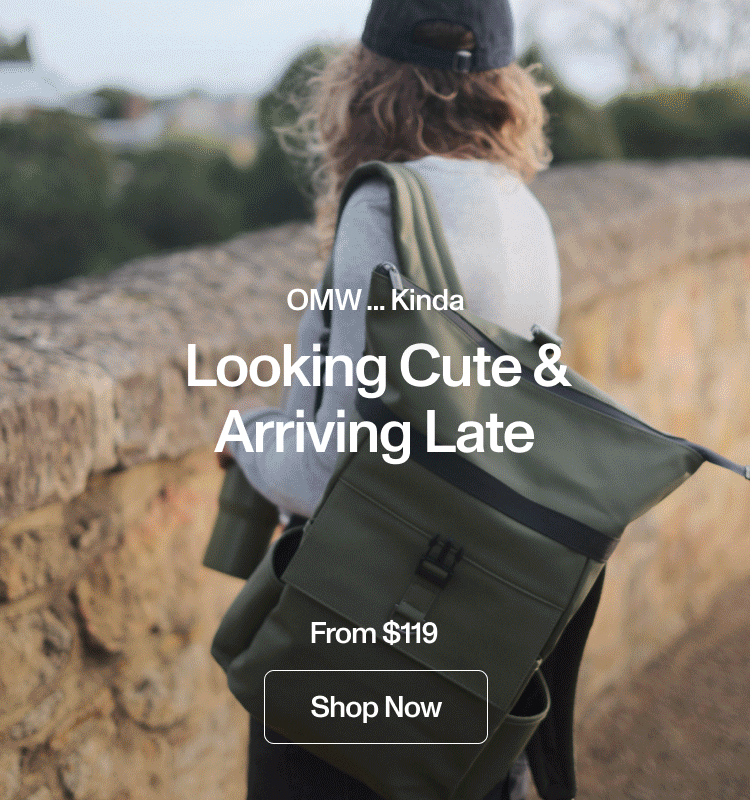 OMW...Kinda. Looking cute & arriving late. From $119. Shop now.