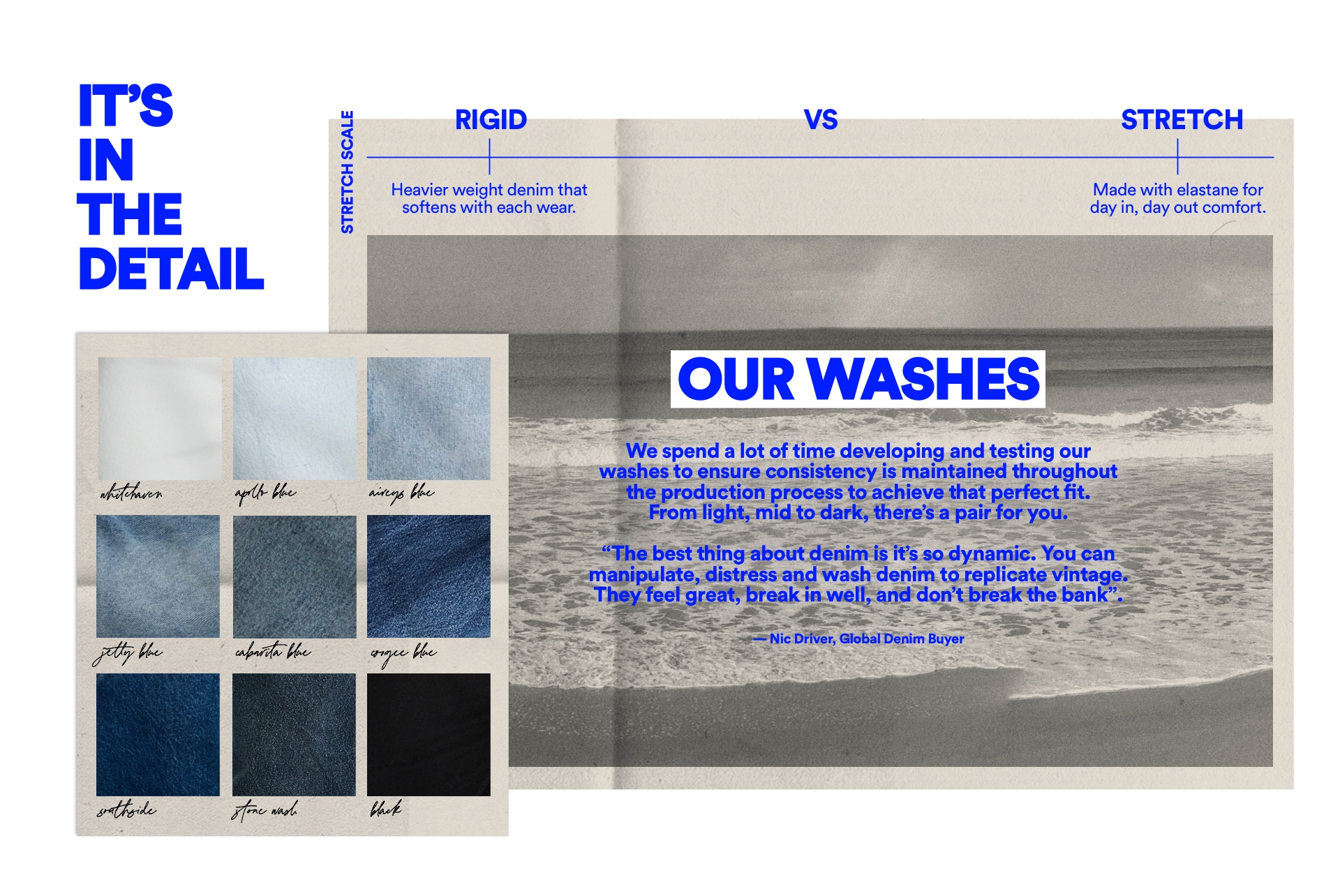 It's in the Detail. Size Guide. Our Washes. Click to Shop Now.