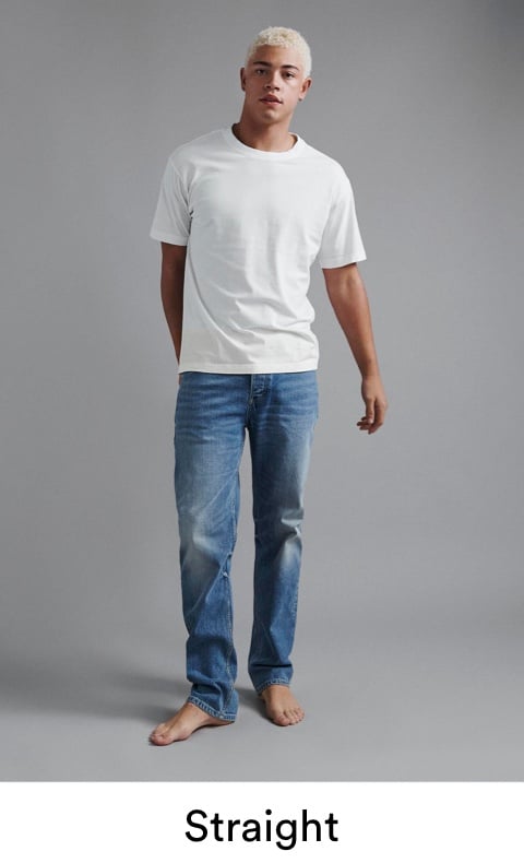Men Cotton Slant Pocket Loose Fit Jeans