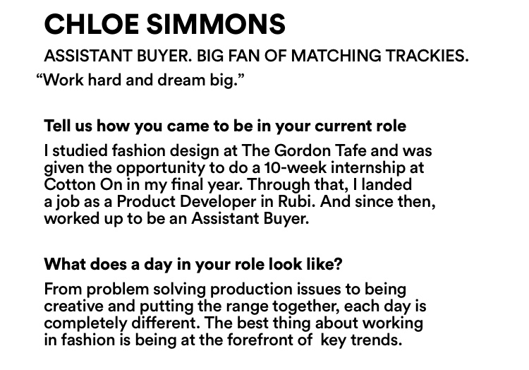 Chloe Simmons Assistant Buyer