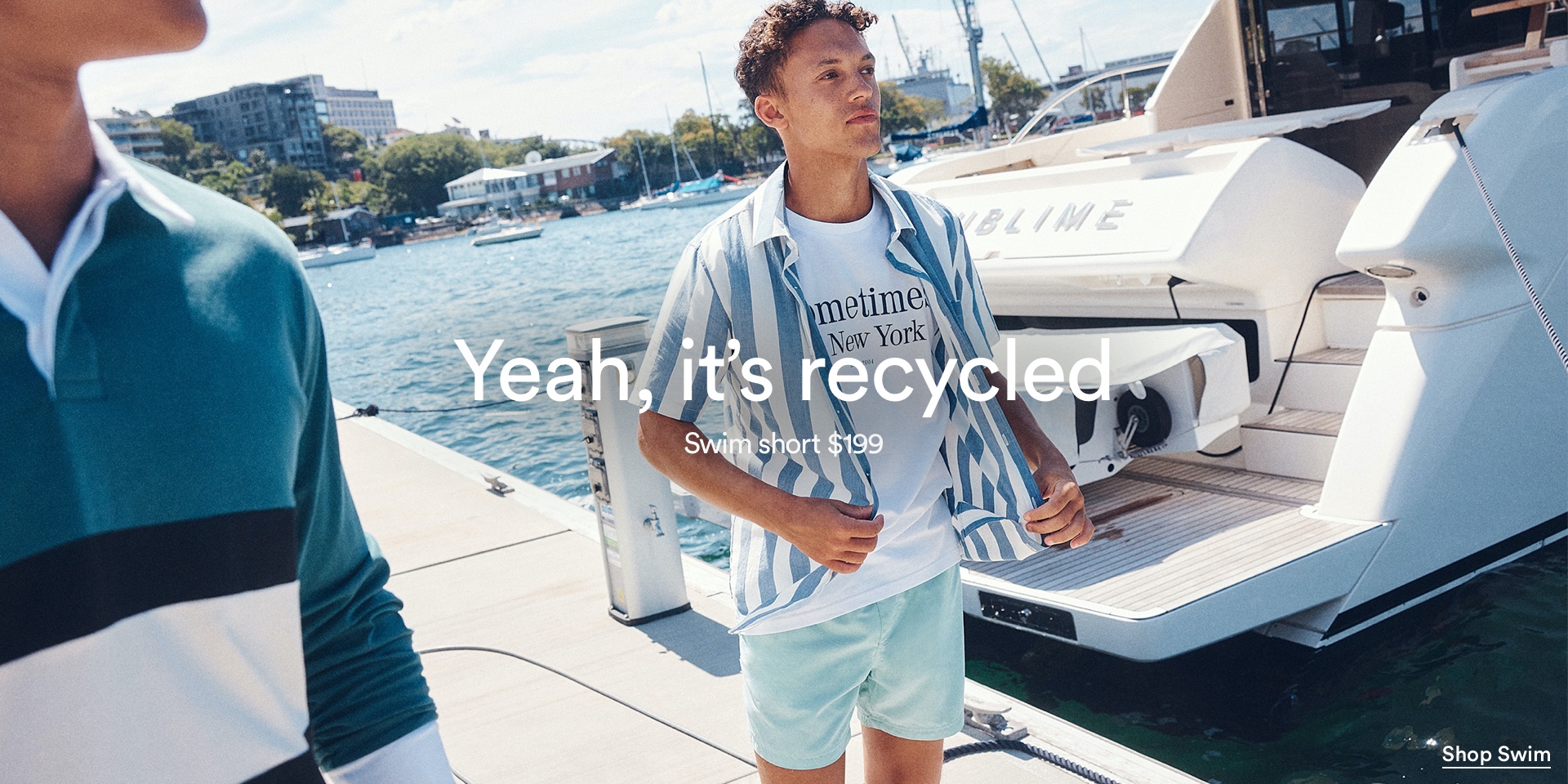 Yeah, it's recycled. Click to Shop Men's Swim.