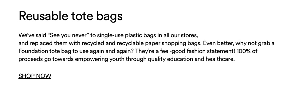 Reusable tote bags. Shop now.