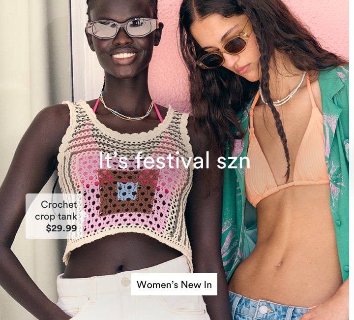 It's Festival SZN. Crochet Crop Tank $29.99. Click To Shop Women's New In