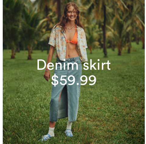 Denim Skirt $59.99. Click To Shop
