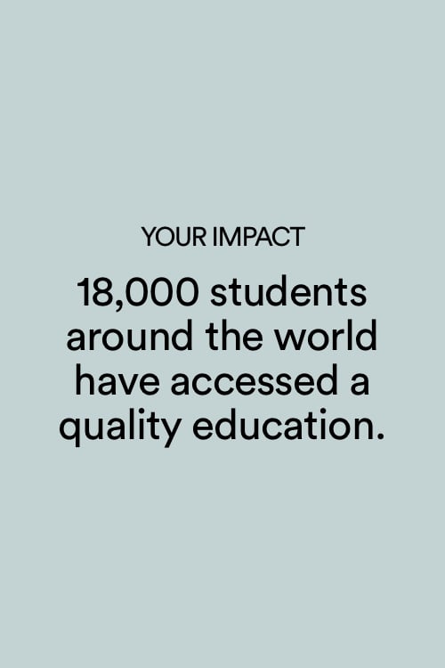 Your Impact. 18,000 students around the world have accessed a quality education.
