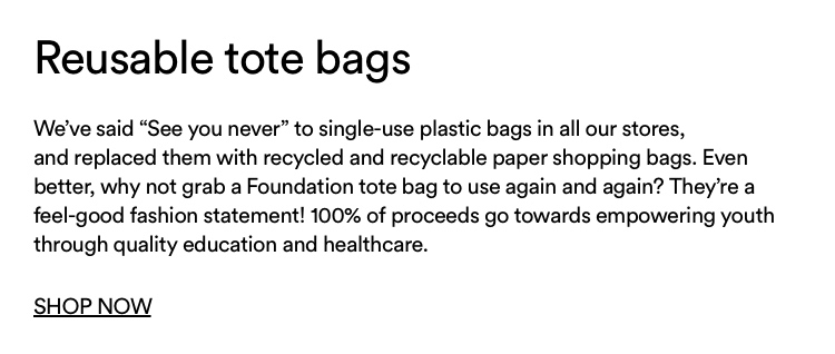 Reusable tote bags. Shop now.