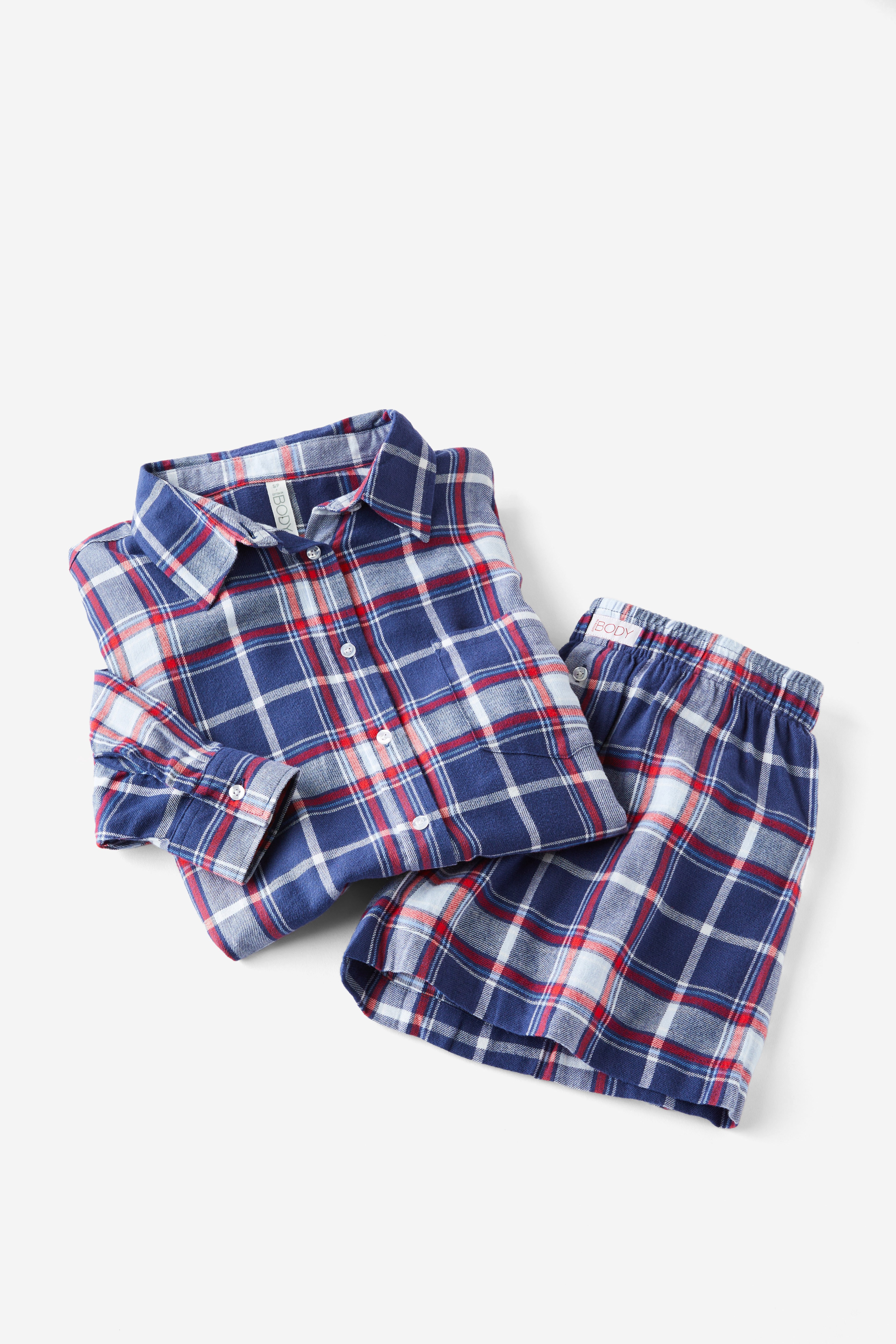 Flannel Pajama Shorts Set, 