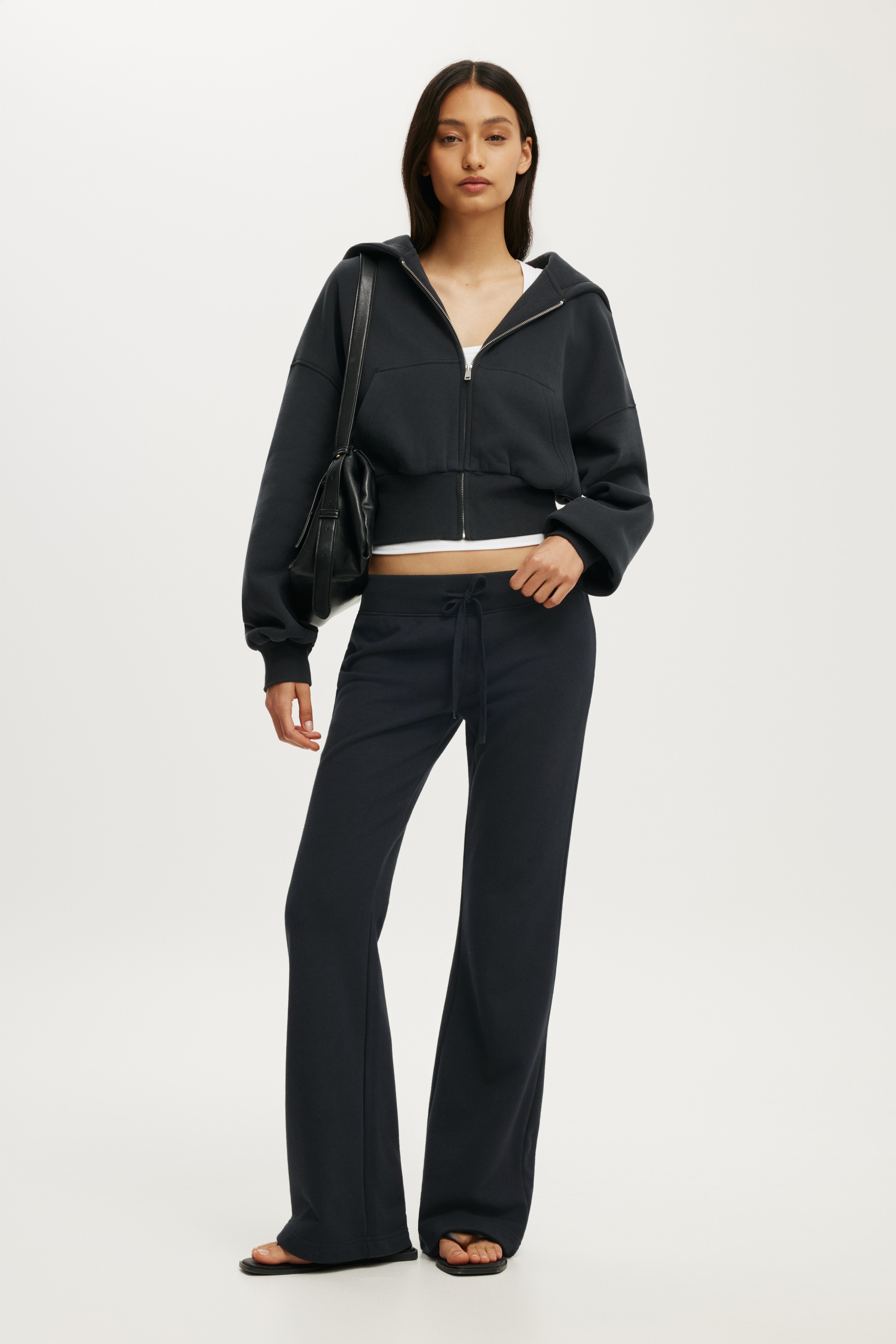 Women's Zip Through Hoodie & Low Rise Bootleg Sweatpant, 