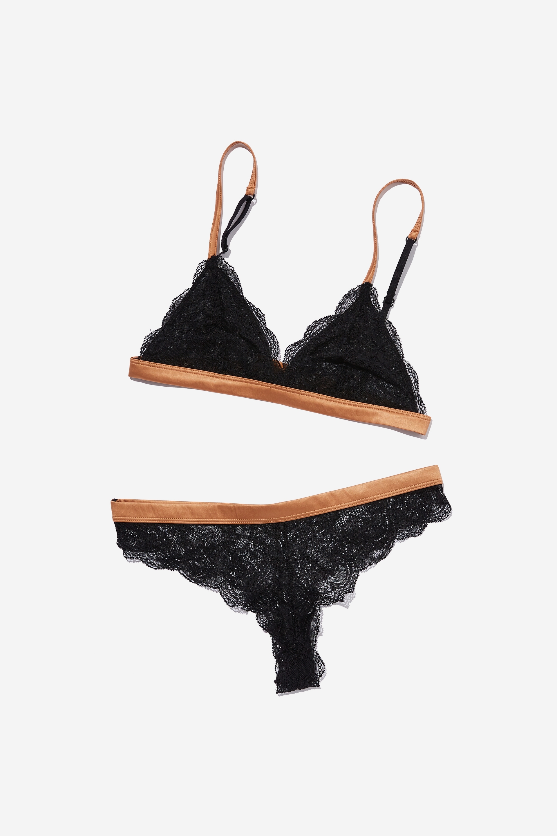 Body - lace and satin lingerie box set - black/pecan fudge