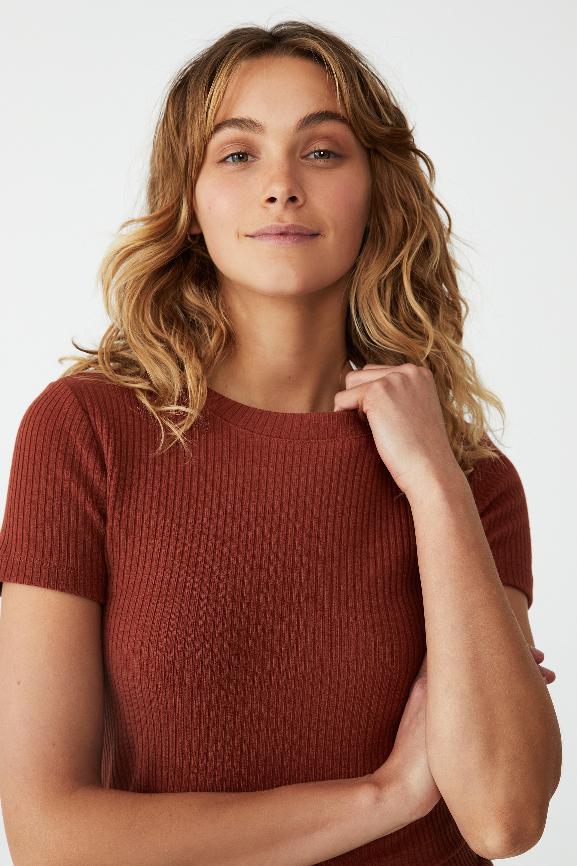 Body - Fitted Rib Cropped Tshirt - Ginger snap