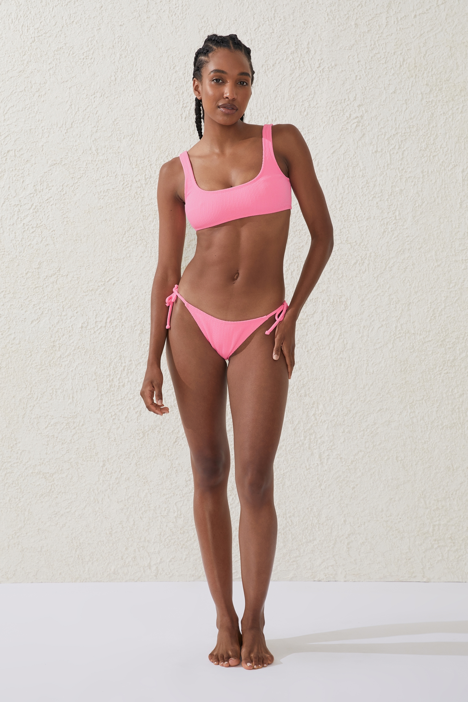 COTTON ON Women's Pink Banded Ribbed High-Waist Bikini Bottoms –  COUTUREPOINT