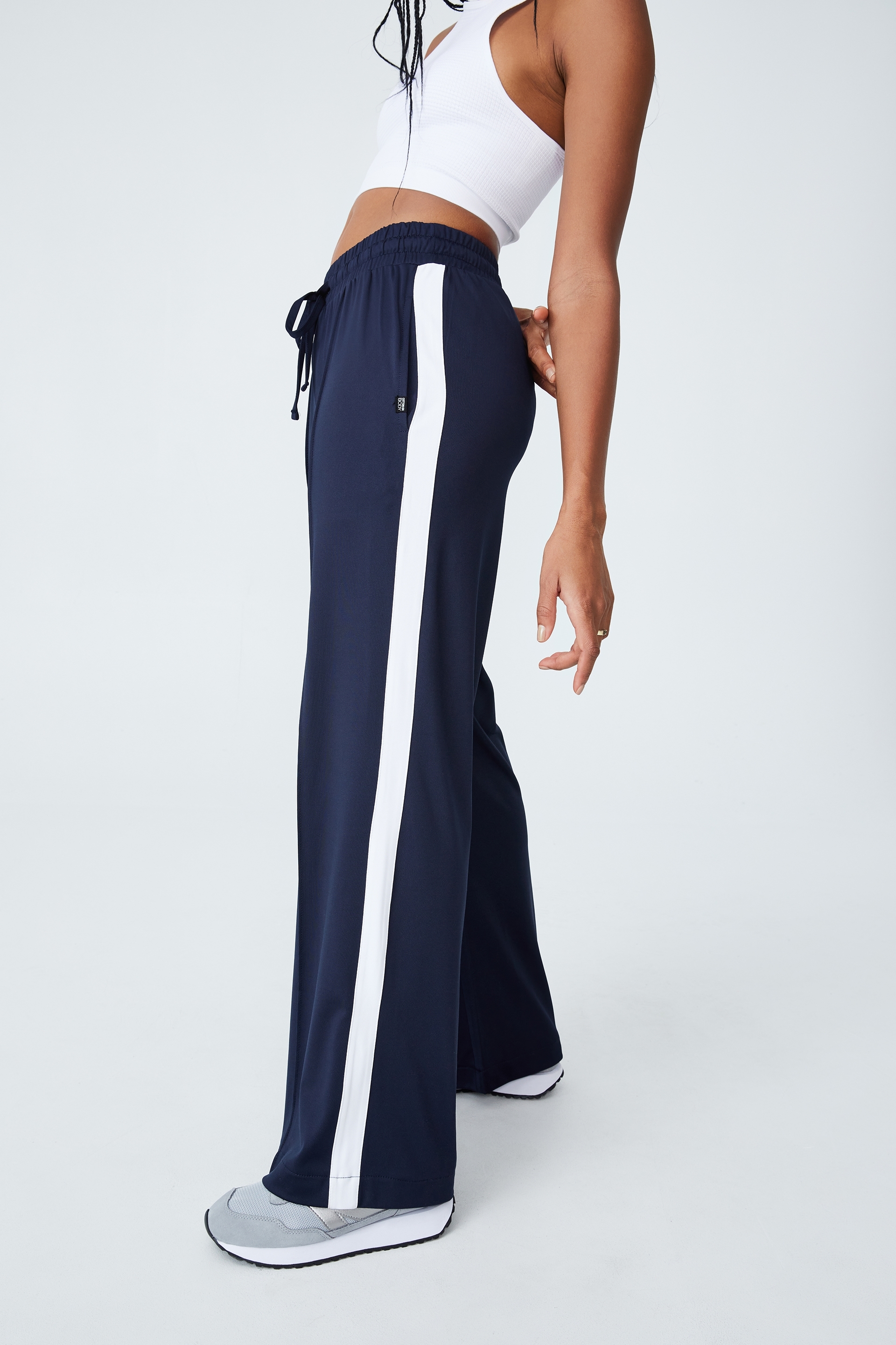 side stripe wide leg pants