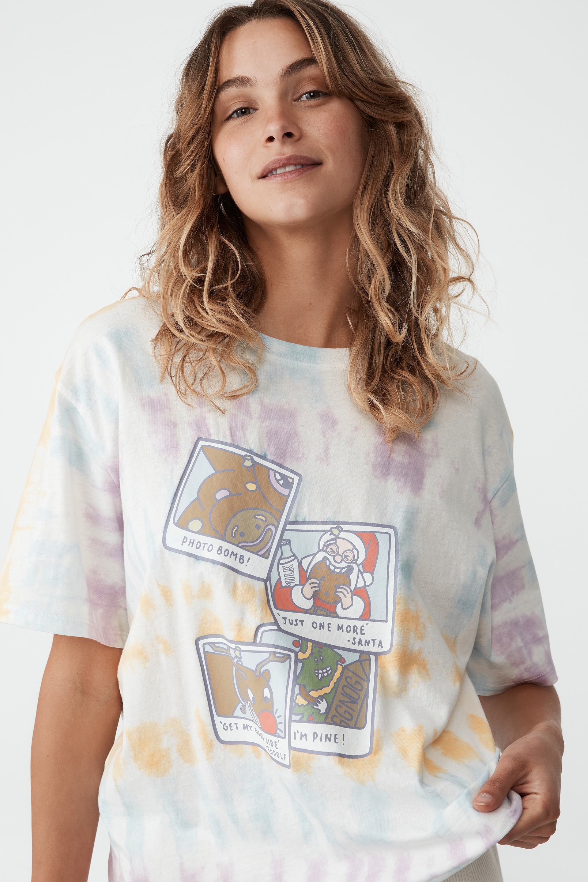 Body - Jersey Relaxed Bed T-Shirt - Christmas polaroid/tie dye