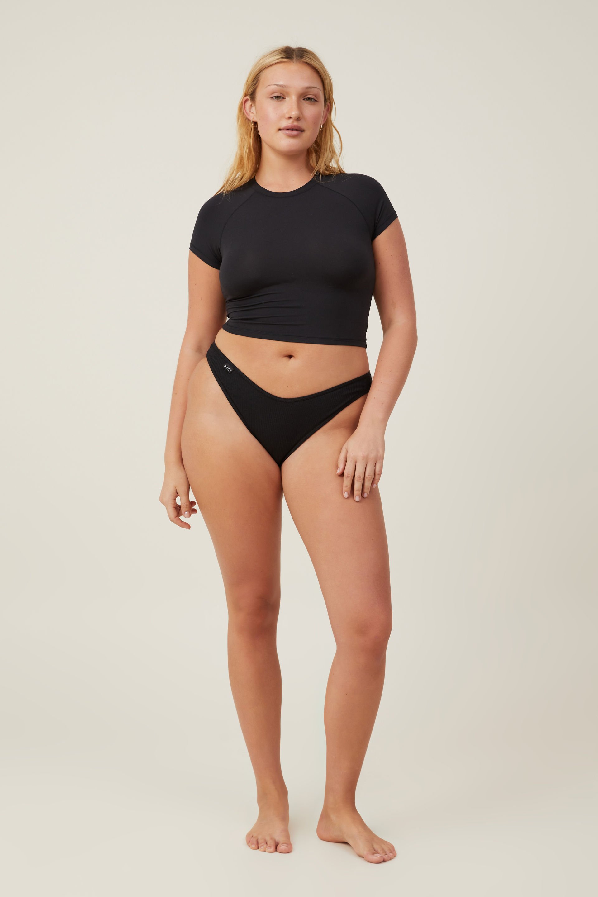Body - Organic Cotton Rib Bikini Brief - Black