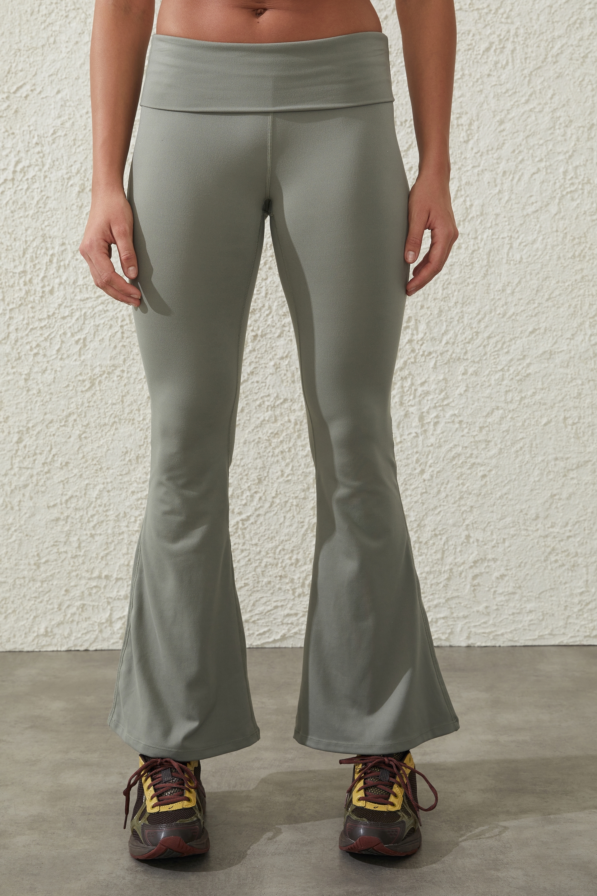 Cotton On Leggings Side Zip Rib Pants Green - Size Medium