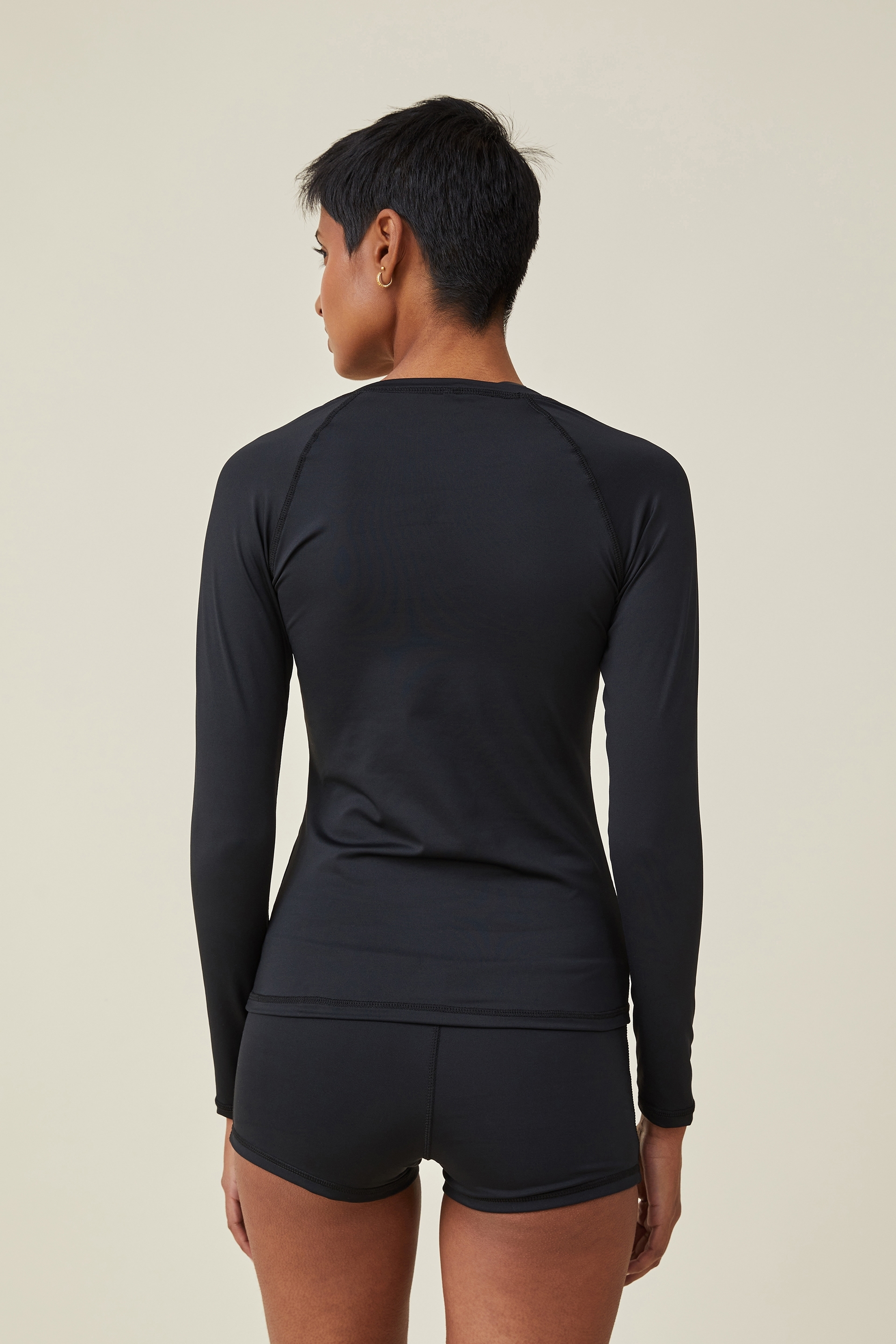 black long sleeve swim top