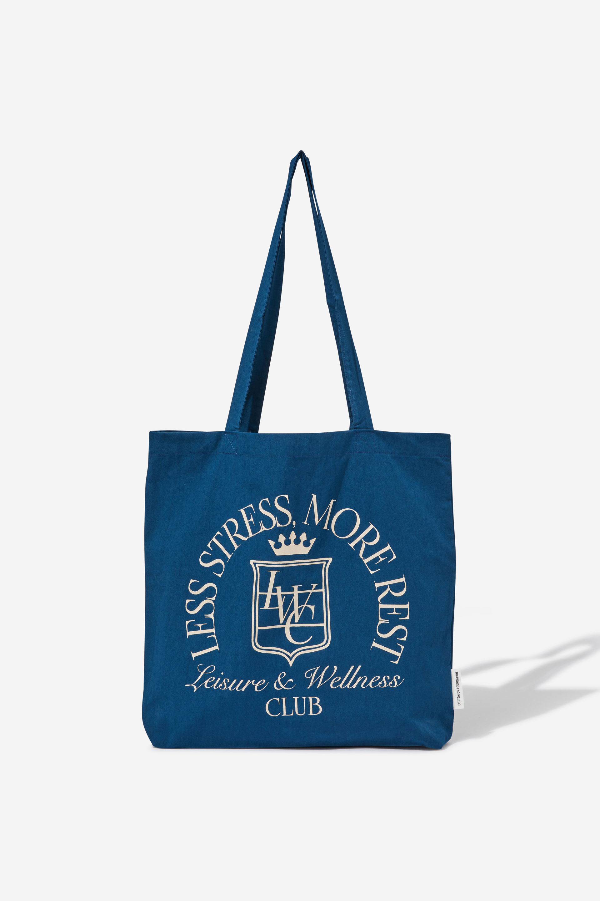 Cotton On Foundation - Foundation Typo Tote Bag - Stress less club/navy