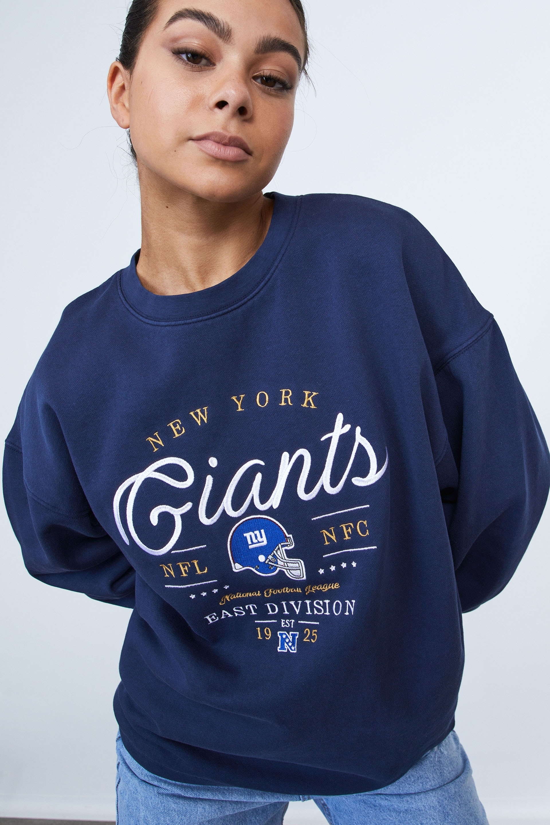 Factorie - Lcn Nfl Oversized Graphic Crew - Lcn nfl washed navy/giants