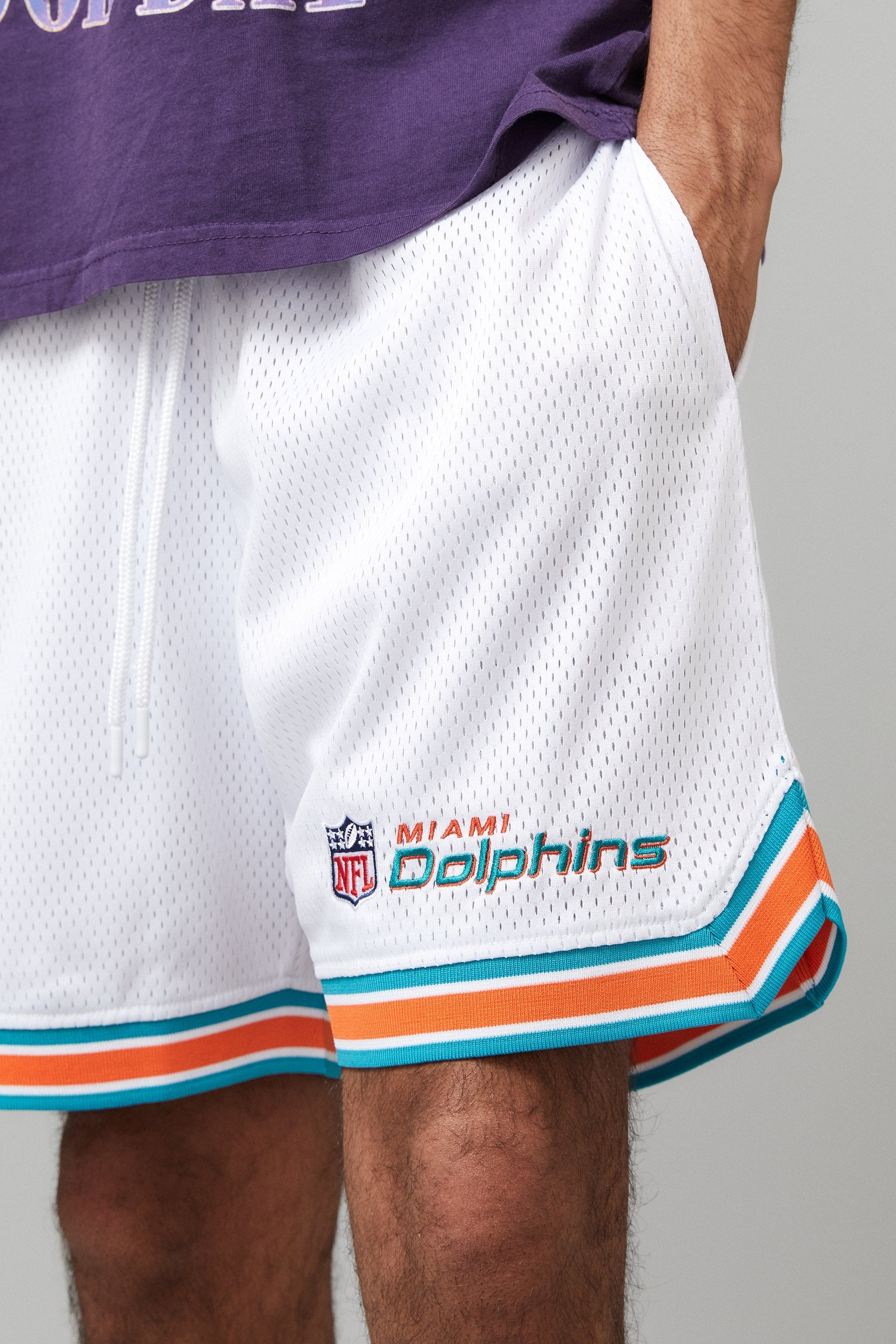 New Arrival Basketball Short Miami Dolphins Side Logo Embroidery Premium  Quality