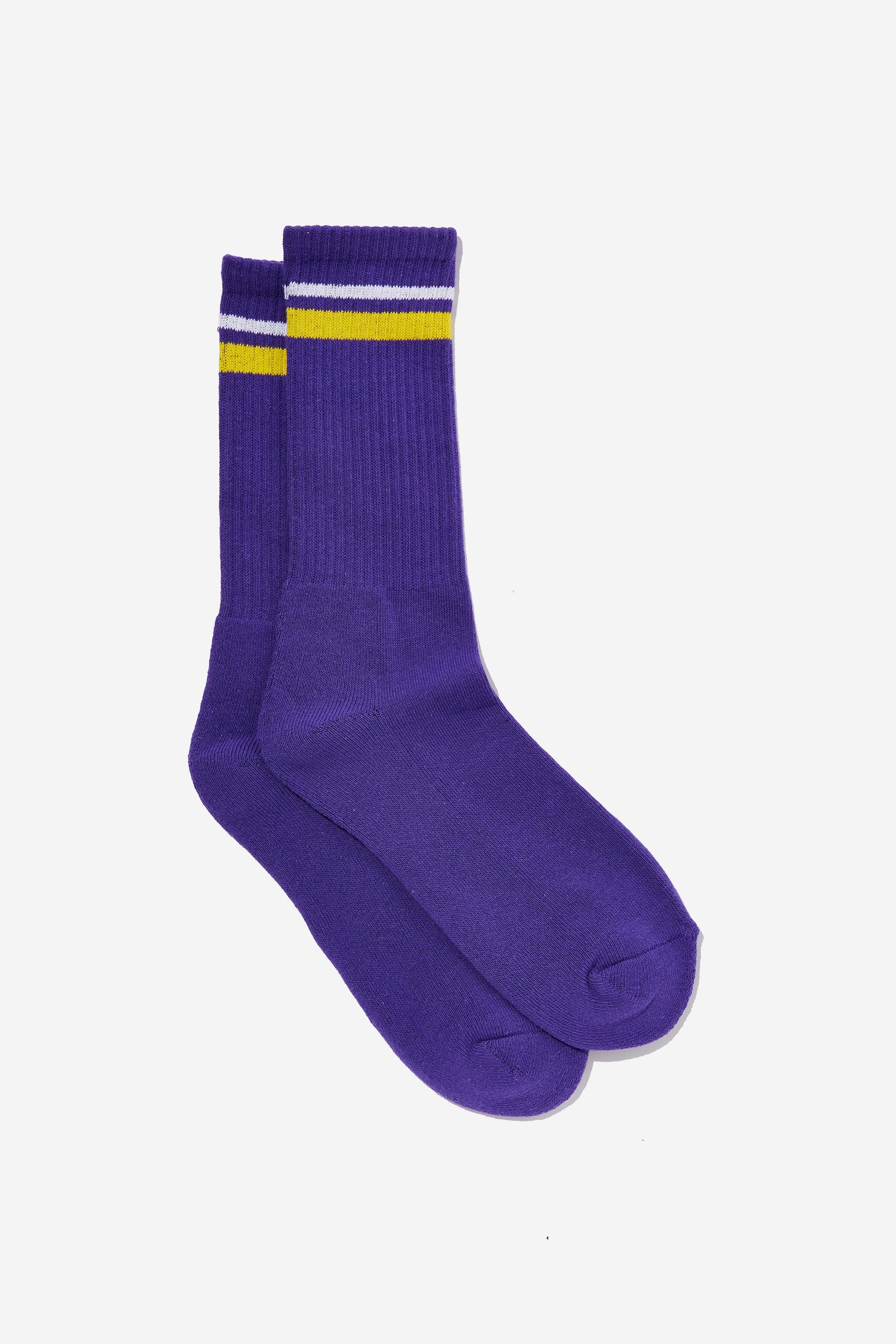 Factorie - Retro Ribbed Socks - Purple yellow stripe