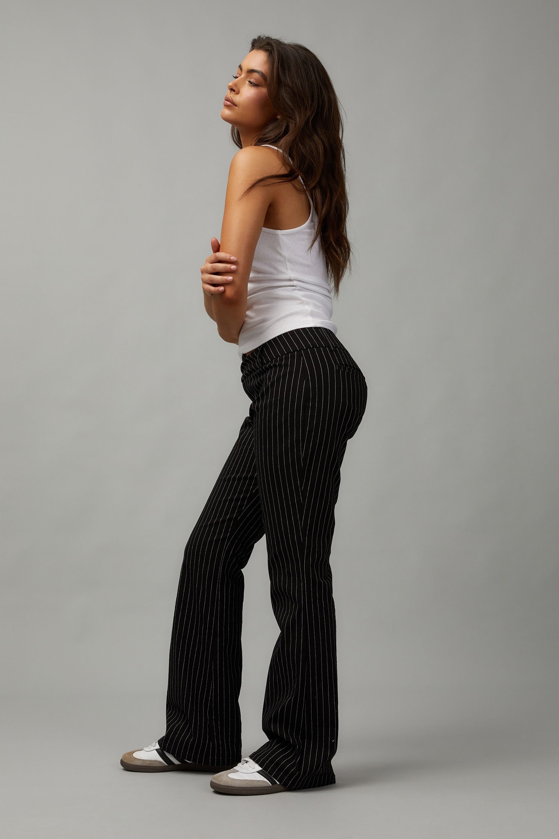 Pinstripe flare outlet pants