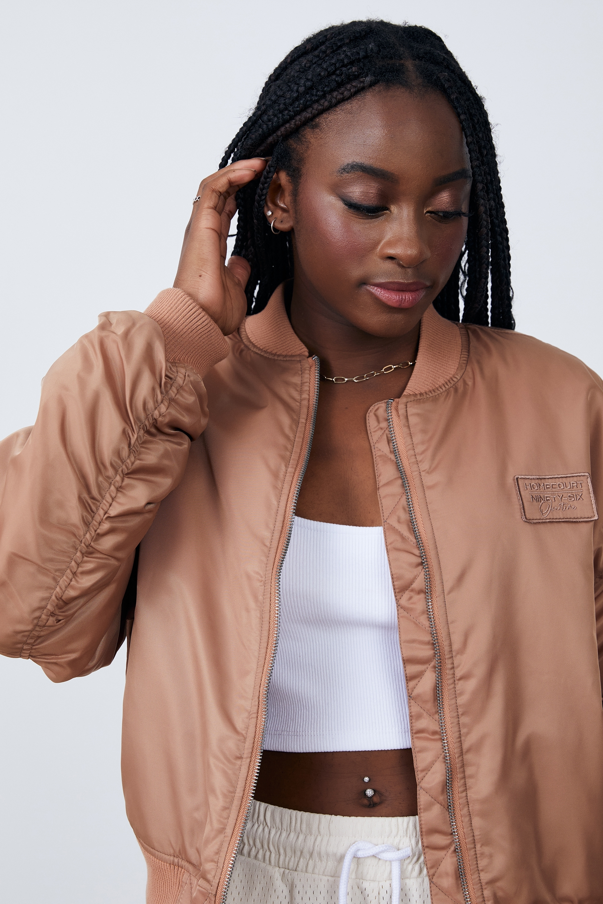 ladies silk bomber jacket