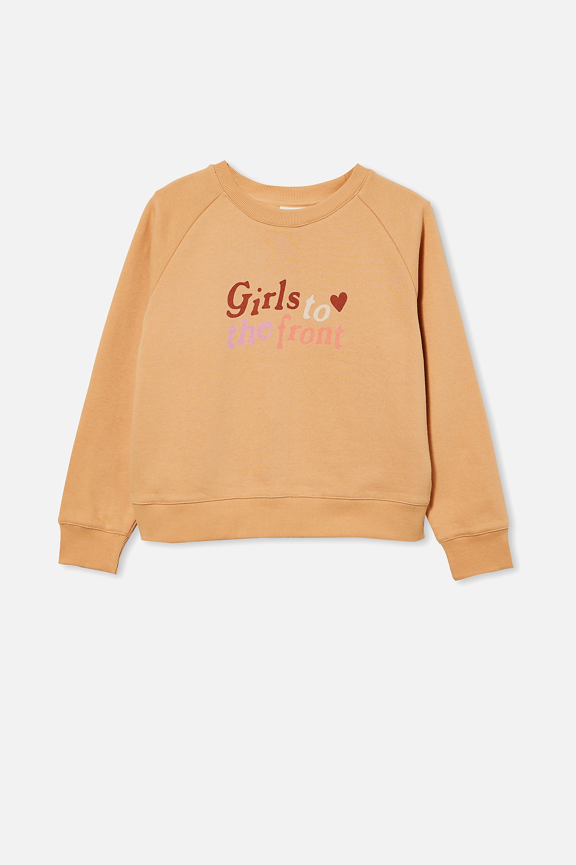 Free by Cotton On - Boxy Crew Neck Jumper - Peachy/ girls to the front