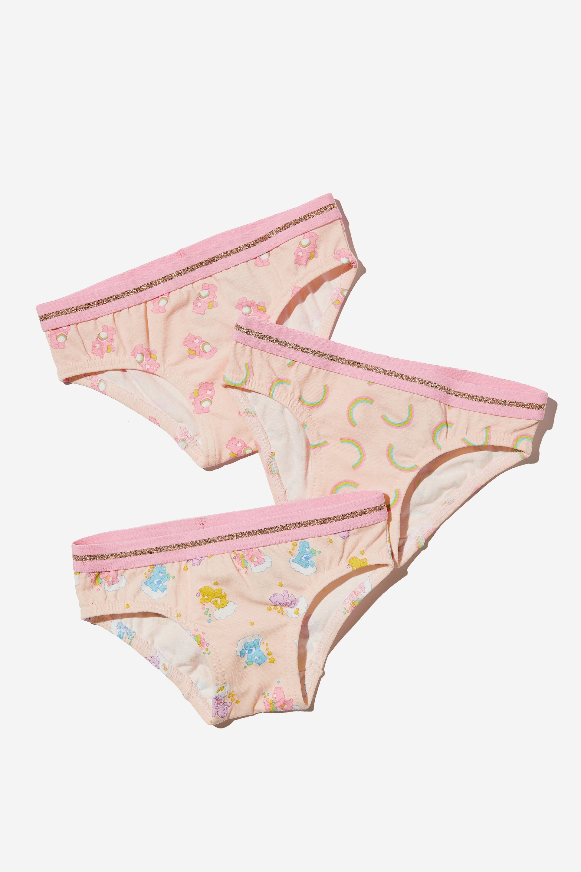 Cotton On Kids - Girls 3 Pack Underwear Licensed - Lcn wp care bears/barely pink