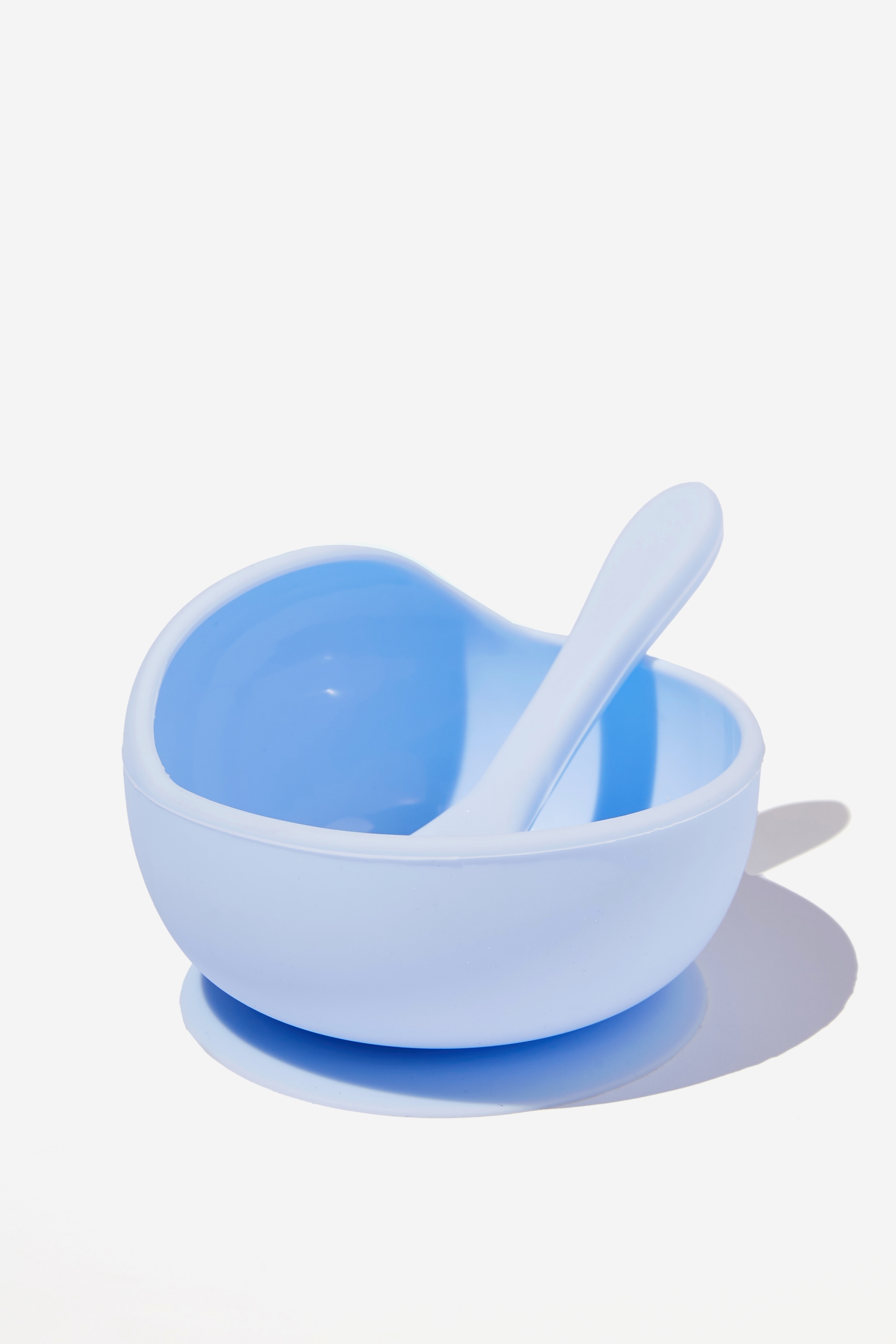 Cotton On Kids - Silicone Bowl And Spoon - Frosty blue